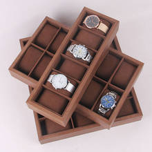 Caja de reloj de madera, soporte de bandeja de exhibición con almohada, organizador de reloj de pulsera 2024 - compra barato