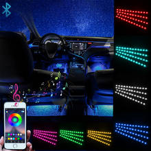 4 в 1 звук музыки Управление RGB Светодиодные ленты огни автомобиля Подсветка салона приложение Bluetooth Управление автомобильный атмосферная лампа 2024 - купить недорого