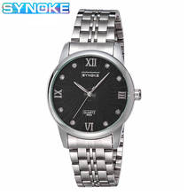 Synoke relógio masculino de quartzo, relógio elegante com pulseira de liga metálica dourada, relógio simples com processo de revestimento 2024 - compre barato