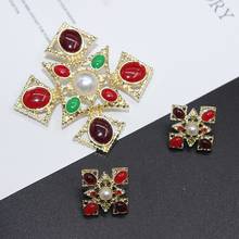 European and American Jewelry antique Baroque resin cross inlaid Rhinestone Brooch Earring Set women's gift dance elegant decora 2024 - buy cheap