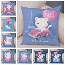 Colorful Cartoon Lovely Pet Cat Print Cushion Cover for Children Room Sofa Home Decor Cute Animal Pillow Case Plush Pillowcase 2024 - buy cheap