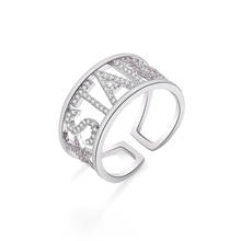 Модное кольцо на палец серебряного цвета для женщин Регулируемые кольца со звездой и буквами из циркония обручальное свадебное ювелирное изделие 2020 новый элегантный подарок 2024 - купить недорого