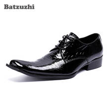 Batzuzhi/модные мужские туфли ручной работы модельные мужские туфли из натуральной кожи черного цвета в деловом стиле 2018 г. Оксфорды на шнуровке zapatos hombre US12 2024 - купить недорого