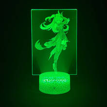 Luz de noche 3D grabada con láser, iluminación acrílica hacia arriba, figuritas de juego de Genshin Impact luchl Ningguang, lámpara LED Dec, nuevo estilo 2024 - compra barato