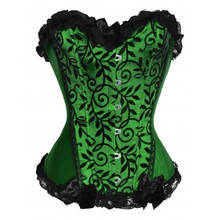 Cheapest Lady Boned Bust Basque Gothic Burlesque Overbust Corset Bustier Green PLUS SIZE 7/8XL 2024 - buy cheap