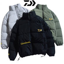 Daiwa inverno novos homens cor sólida parkas qualidade gola de pesca quente jaqueta grossa masculina moda casual ao ar livre casaco parka 2024 - compre barato