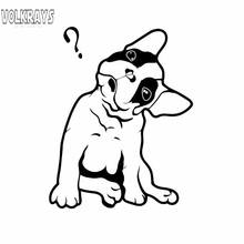 Volkrays personalidade etiqueta do carro bulldog francês bonito filhote de cachorro animal de estimação ponto de interrogação acessórios decalque do vinil preto/prata, 15cm * 11cm 2024 - compre barato