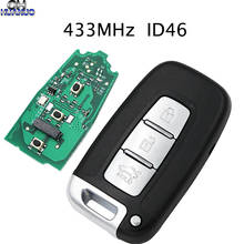 Controle remoto inteligente com 3 botões, chaveiro de entrada sem chave 433mhz id46 chip para hyundai veloster ix35 santafe i30 2004-2011 com lâmina sem corte 2024 - compre barato