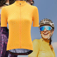 Camisa de ciclismo feminina manga curta, camisa preto cinza rosa amarelo verde roupas de bicicleta de corrida de estrada 2024 - compre barato