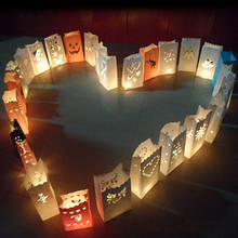 20 pçs/lote Adereços de Casamento Heart-shaped Chama Papel Retardador Candle Bag Festival de Lanternas de Papel Feito À Mão DIY Saco de Vela Decorativa 2024 - compre barato