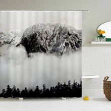 Cortina de ducha de tela de poliéster impermeable, visillo de baño con 12 ganchos, paisaje forestal, decoración del hogar, 1 unidad 2024 - compra barato