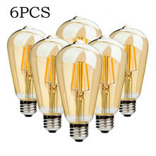 6 шт ретро Edison LED светильник лампочка E27 220V 4W ST64 светодиодный нить лампы накаливания ампулы лампы Винтаж Эдисон лампы для домашнего декора 2022 - купить недорого