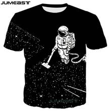 Marca twin ast camiseta masculina e feminina com estampa 3d, camiseta de astronauta divertida, manga curta, nova moda esportiva, pulôver 2024 - compre barato