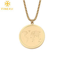 FINE4U N276 Globe World Map Pendant Necklaces For Men Women Stainless Steel Box Chain Necklace Travel Jewelry Friendship Gifts 2024 - buy cheap