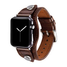 Correa de cuero genuino para apple watch, correa de 44mm, 40mm, 42mm y 38mm para iwatch pulseira series 6/se/5/4/3/2, accesorios para reloj 2024 - compra barato