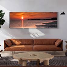Sunset Sea Skyline Canvas Paintings On The Wall Art Posters And Prints Burning Cloud Art Pictures For Bed Room Wall Decoration 2024 - buy cheap
