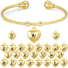 Pulsera de corazón de acero inoxidable para mujer, brazalete de amor con inicial de 26 letras, Color dorado, A-Z 2024 - compra barato