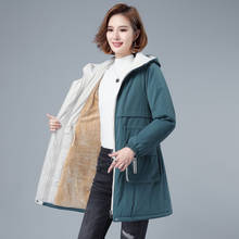 Winter Parker Women Jacket New Hooded Plus Fleece Mid-length Workwear Cotton Clothing Plus Size Female Basic Coat Outerwear H594 2024 - buy cheap