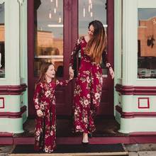 Vestidos de mamá e hija, vestido largo Floral vino para mamá y niños, ropa a juego para la familia, trajes para mamá y niña, 2021 2024 - compra barato