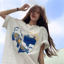 2021 manga curta camiseta impressão feminina coreano solto branco punk roupas femininas harajuku gráfico kawaii tshirt a602 2024 - compre barato