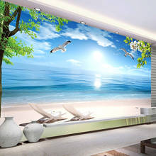 Custom 3D Photo Wallpaper Blue Beach Nature Landscape Large Mural Restaurant Living Room Waterproof Canvas Wallpaper Painting 2024 - buy cheap