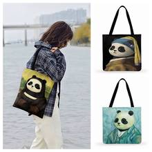Outdoor Beach Bags Panda Art Painting Print Tote Bag For Women Casual Tote Ladies Shoulder Bag Foldable Shopping Bag 2024 - buy cheap
