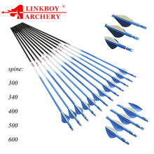12PCS Linkboy Archery Carbon Arrow Shaft 30/32'' Sp300-600 2" Vanes ID6.2mm Compound Bow Hunting Arrows Accessories 2024 - buy cheap