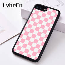 LvheCn-funda de silicona para teléfono móvil, carcasa a cuadros rosa para iPhone 6, 6S, 7, 8 Plus, 5, 5S, SE, X, XS, XR, 11 PRO MAX 2024 - compra barato