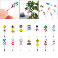 14cs/set Mini Traffic Signs DIY Micro Landscape Decor Layout Road Sign Architectural Model Decor Accs for 1:87 1:150/1:100 Scale 2024 - buy cheap