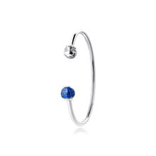 Blue Earth Open Bangles 100% 925 Sterling Silver Jewelry For Women Gift Cuff Bracelets Jewellery Pulseras Wholesale 2024 - buy cheap