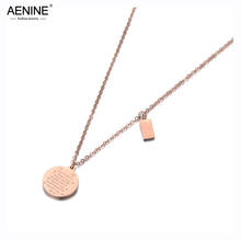 AENINE Bohemia Stainless Steel Love Tag Pendant Necklaces Jewelry Trendy Rose Gold Chain Chokers Necklace For Women Girl AN19011 2024 - buy cheap
