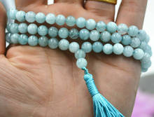 Prayer Beads 6mm Buddhist Natural Aquamarine Mala Bracelet Necklace 2024 - buy cheap