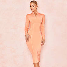 Женское облегающее платье с длинным рукавом, Коралловое, оранжевое, 3837 2024 - купить недорого