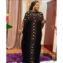 Vestidos africanos pretos para mulheres, roupas africanas de design africano bazin chiffon manga longa com diamante vestido feminino 2020 2024 - compre barato