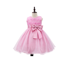 New Girls Dress Sleeveless Lace Bow Princess Dress Hot Sale Summer Sweet Cute Flower Girl Dresses 2-10Y Party Pink Dress 2024 - buy cheap
