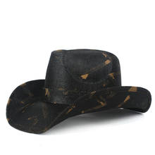 Chapéu de vaqueiro ocidental, chapéu de palha para homens e mulheres, chapéu solar com corda à prova de vento 2024 - compre barato