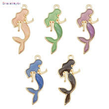 5Pcs Exquisite Enamel Drop Oil Mermaid Tail Charms Pendant For Women Girls DIY Key Chain Earrings Necklace Accessories DIY Women 2024 - buy cheap