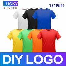 Camiseta masculina de algodão puro, gola redonda, manga curta, logotipo bordado personalizado, combina com top 3xl 2024 - compre barato