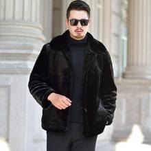 Black Autumn short faux mink leather jacket mens winter thicken warm fur leather coat men slim jackets jaqueta de couro fashion 2024 - buy cheap