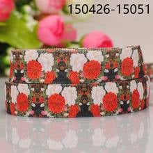 free shipping 50yards 5/8 " 16mm white and red flower pattern printed FOE ribbon tape DIY handmade 2024 - buy cheap