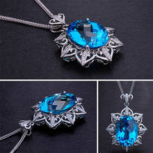 Fashion Anise stars blue crystal topaz gemstones zircon diamonds pendant necklaces for women white gold silver choker jewelry 2024 - buy cheap