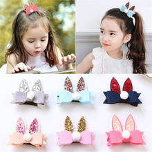 10pcs/lot New Easter Bunny Hair Clip Giltter Rabbit Ear Felt Bunny Bow Clips Glitter Rabbit Ear Hair Clip Felt Bow Barrette 2024 - buy cheap