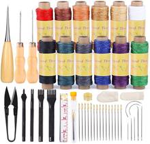 Imzay 46Pcs Leather Sewing Kit With 12Color Waxed Thread, Leather Stitching Punch, Awls And Other Tools For Leather Stitching 2024 - buy cheap
