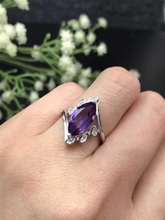 Natural And Real amthyst  gemstone 925 silver ring Wedding Engagement Ring Finger Jewelry 2024 - buy cheap