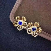 Natural Sapphire Flower Earrings S925 Pure Silver Fine Fashion Charming Luxurious Jewelry For Women Free Shipping Meibapj FS 2024 - buy cheap