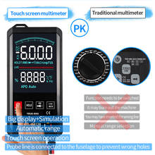 Multímetro digital com tela sensível ao toque, testador ncv de 6000 contagem automática, voltagem, frequência, capacitância, diodo 2024 - compre barato
