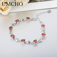 UMCHO Romantic Heart Shape Zircon Bracelets & Bangles Real 925 Sterling Silver Charm Bracelets For Women Fine Jewelry 2024 - buy cheap