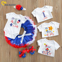 Ma&Baby 0-2Y Independence Day Newborn Infant Baby Girl Clothes Set Letter Romper Blue Tutu Skirts Shoes Headband Outfits Gifts 2024 - buy cheap