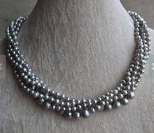 New Arrival Favorite Pearl Jewelry 17inches 4 Rows 4-8mm Gray Color Genuine Freshwater Pearl Necklace Charming Women Gift 2024 - buy cheap