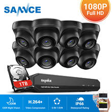 SANNCE-Sistema de videovigilancia para interiores y exteriores, Kit de 8 cámaras de seguridad Domo IR de 1080P, grabador DVR 1080N de 8 canales, impermeable 2024 - compra barato